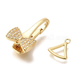 Messing Micro Pave klare Zirkonia Falte über Verschlüsse&nbsp;KK-K389-128G