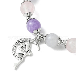 Bracelets extensibles en perles d'aigue-marine naturelle&nbsp;BJEW-TA00502