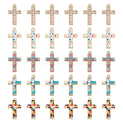 30 colgante de mosaico de aleación en tono dorado con baño de 5 colores&nbsp;ENAM-TA0001-65