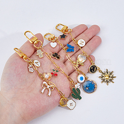 4 Stück 4 Stile Kaktus Bowknot Sonne Schmetterling Charm Messing Büroklammer Ketten Tasche Verlängerungsketten&nbsp;HJEW-HS00069