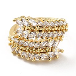 Offene Manschettenohrringe mit Zirkonia-Strassohren aus Weizen&nbsp;RJEW-M142-10G