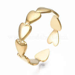 Bague ouverte en acier inoxydable 304 en forme de cœur&nbsp;RJEW-T023-69G