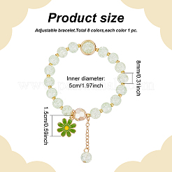 8 Stück 8 Farben Glas Runde Perlen Stretch-Armbänder Set&nbsp;BJEW-AN0001-75