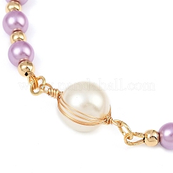 Bracciali a maglie rotonde con perle di vetro per donna&nbsp;BJEW-JB11975-03