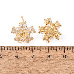 Boucles d'oreilles en laiton avec zircone cubique pour femmes&nbsp;EJEW-F418-11G