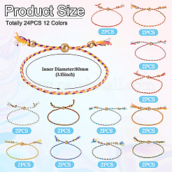 24 Stück 12 Farben Bohemian geflochtene Polyesterschnur Armbandherstellung&nbsp;MAK-TA0001-34