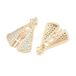 Ciondoli religiosi in ottone micro pavé con zirconi cubici trasparenti&nbsp;KK-H287-03E-G