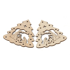 Weihnachtsthema ungefärbte Naturholz große Anhänger&nbsp;LS-WOOD-B001-01