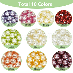 10 Farbe umweltfreundliche perlmuttfarbene runde Glasperlen&nbsp;HY-PH0010-05
