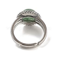 Anelli rotondi regolabili con avventurina verde naturale&nbsp;RJEW-K271-02P-05