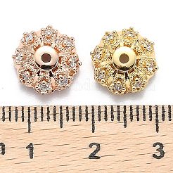 Tappi perline in zirconi cubici di micro pavè di ottone a più petali&nbsp;ZIRC-F088-038-M