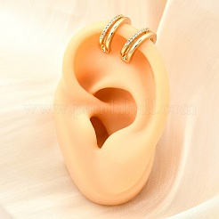 Orecchini a polsino in zircone chiaro con micro pavè di ottone&nbsp;EJEW-F370-19G