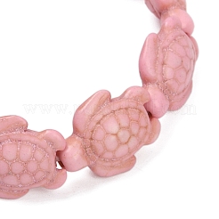 Braccialetti elastici in perline sintetiche turchesi tartaruga per donna&nbsp;BJEW-JB11692