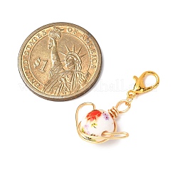 7 pz decorazioni pendenti in ceramica e porcellana stampate a fiori fatte a mano&nbsp;HJEW-JM04194