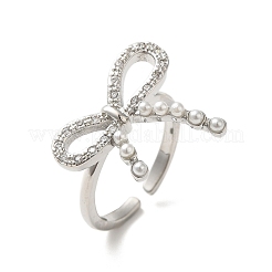 Bagues de manchette ouvertes en laiton avec micro pavé de zircone cubique pour femmes&nbsp;RJEW-M169-01P