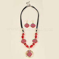 Set di collane pendenti e orecchini pendenti in acrilico con motivo tartan e rombi&nbsp;FS-WG95887-01