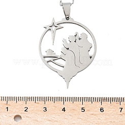 Colliers pendentifs en acier inoxydable 201 avec étoile creuse et prière pour le Ramadan et l'Aïd Moubarak&nbsp;NJEW-D318-04P