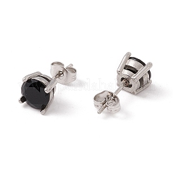 6 paire de boucles d'oreilles rondes plates en zircone cubique&nbsp;EJEW-G291-04A-M