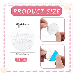 21 pièce de décoration de carte d'insertion de cupcake d'anniversaire en acrylique effet miroir&nbsp;AJEW-SP0001-65B