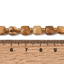 Chapelets de perles en jaspe avec images naturelles&nbsp;GG-CBA96AE-A02-6x6mm