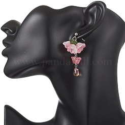 Ohrstecker mit Blume und Schmetterling aus Glas und Acryl&nbsp;EJEW-TA00788