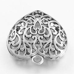 Creux pendentifs coeur en alliage de style tibétain&nbsp;TIBEP-S095-AS-NR