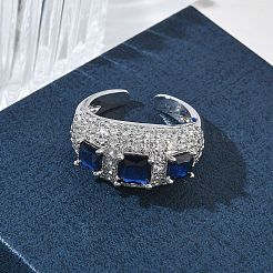 Offene Manschettenringe aus Messing mit Mikropavé und Zirkonia für Damen&nbsp;RJEW-L343-13P