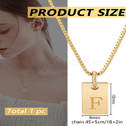 Collier avec pendentif rectangulaire en forme de lettre en acier inoxydable 1 pièce&nbsp;NJEW-LP0001-34F-G