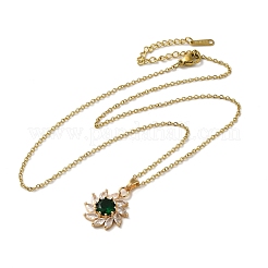Colliers en laiton avec pendentif en forme de fleur&nbsp;NJEW-E106-03KCG-02