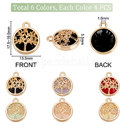 24pcs breloques de connecteur en verre 6 couleurs&nbsp;GLAA-PH0002-56LG