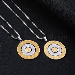 201 Edelstahl flach rund 12 chinesisches Sternzeichen Anhänger Box Kette Halsketten für Frauen Männer&nbsp;PW-WG0711E-01