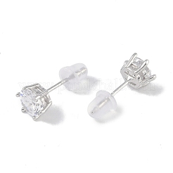 Rhodinierte Ohrstecker aus Feinsilber mit 999 Zirkonia für Damen&nbsp;LS-EJEW-S215-20P