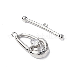 Chiusure a levetta in ottone con pavé di zirconi chiari&nbsp;KK-P223-45P