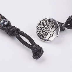 Bracelet wrap en pierre de lave naturelle et quartz fumé et perles d'hématite&nbsp;BJEW-JB03611-02
