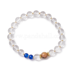 1 bracciale elastico con perline rotonde in cristallo e 1 braccialetti elastici con perline rotonde in vetro e plastica ABS con perle finte per le donne&nbsp;BJEW-JB11733