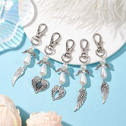 Colgante de aleación con forma de ángel y alas&nbsp;HJEW-JM02307