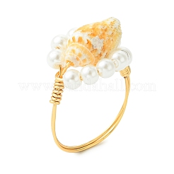 Fingerringe aus natürlicher Muschel&nbsp;RJEW-JR01058