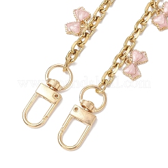 Legierung Emaille rosa Bowknot Quaste 304 Edelstahl Kabel Kette Tasche dekorative Ketten&nbsp;AJEW-BA00171-01