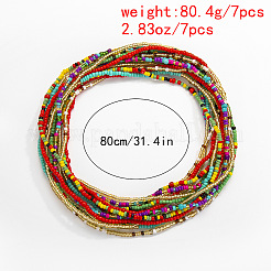 7 Stück Taillenketten aus Glasperlen im Boho-Stil in 7 Farben für Damen&nbsp;WGEA542-01