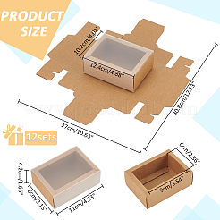 Boîtes à tiroirs en papier pliables avec couvercle en plastique transparent&nbsp;LS-CON-WH0095-68B-05
