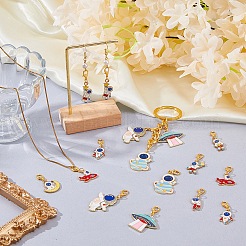 40 pendentif décoratif en alliage émaillé de 10 styles&nbsp;HJEW-FH00292