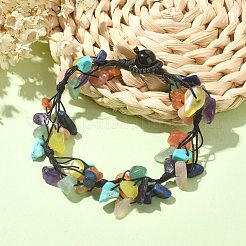 Bracelet de perles tressées avec des copeaux de pierres précieuses naturelles et synthétiques mélangées avec des fils de nylon&nbsp;BJEW-TA00344