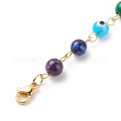 7 chakra pierre gemme ronde & faite à la main lampword mauvais œil perlé décoration pendentif&nbsp;HJEW-JM00795