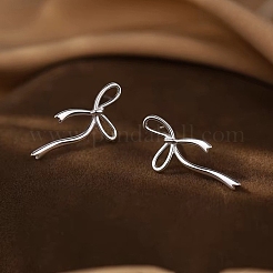 925 aretes de plata de ley con lazo&nbsp;EJEW-P296-05S