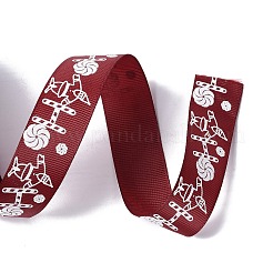 Ruban gros-grain en polyester imprimé sur le thème de Noël de 25 mètre&nbsp;OCOR-C004-02E