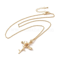 Colliers avec pendentif croix et fleur en acier inoxydable 304 pour femmes&nbsp;NJEW-A020-03J-G