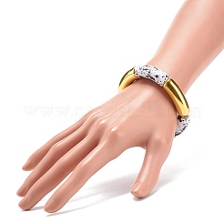 Bracciale elasticizzato da donna con perline in tubo curvo in acrilico bicolore&nbsp;BJEW-JB08441