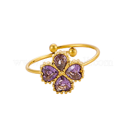 Anelli con polsino in acciaio inossidabile 304 con zirconi cubici per donna&nbsp;STAS-OY012-50G