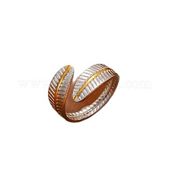 Anillos abiertos tipo brazalete de acero inoxidable 304 bicolor para mujer&nbsp;WG3F019-04