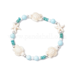 Pulseras de cuentas de turquesa sintética teñida y howlita natural para mujer&nbsp;BJEW-JB11794-01